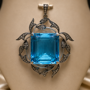 Blue Rectangular Topaz Pendant
