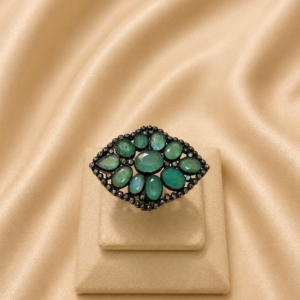 Emerald Green Cluster Cocktail Ring