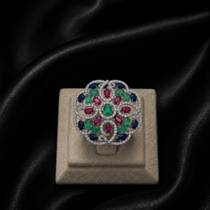 Floral Multicolor Gemstone Ring