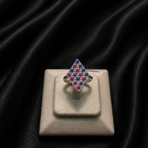Geometric Ruby Sapphire Ring