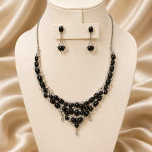 Midnight Black Star Statement Necklace Set