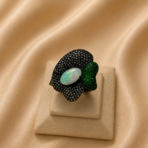 Opal Green CZ Floral Statement Ring