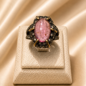 Pink Tourmaline and Diamond Statement Ring