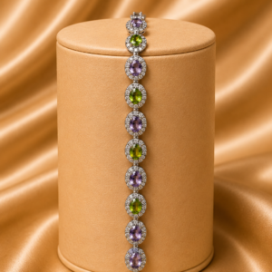 Amethyst & Topaz Halo Tennis Bracelet
