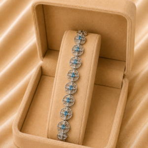 Blue Topaz Wheel Link Bracelet