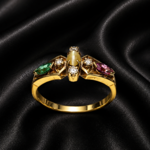 Cat’s Eye, Ruby, Emerald & Diamond Designer Ring