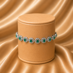 Emerald & Zircon Halo Link Bracelet