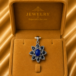Floral Blue Sapphire & Lapis Pendant