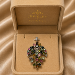 Multicolor Tourmaline Tree Pendant