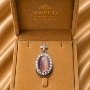 Peach Moonstone Halo Pendant