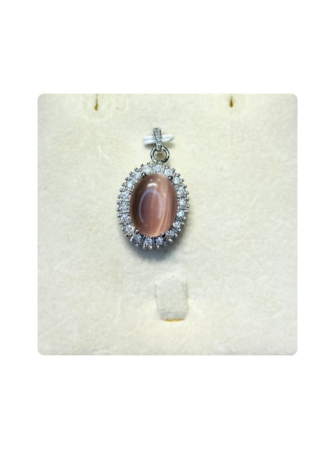 Peach Moonstone Halo Pendant - Image 3