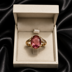 Pink Tourmaline Solitaire Diamond Ring