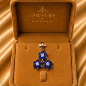 Triangle Floral Sapphire Pendant