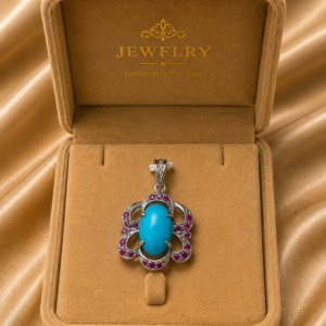 Turquoise Floral Pendant with Ruby