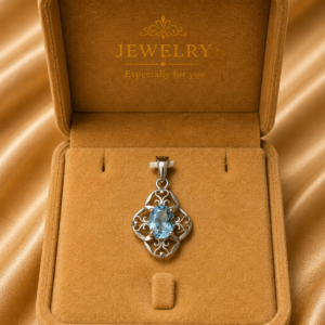 Vintage Blue Topaz Filigree Pendant